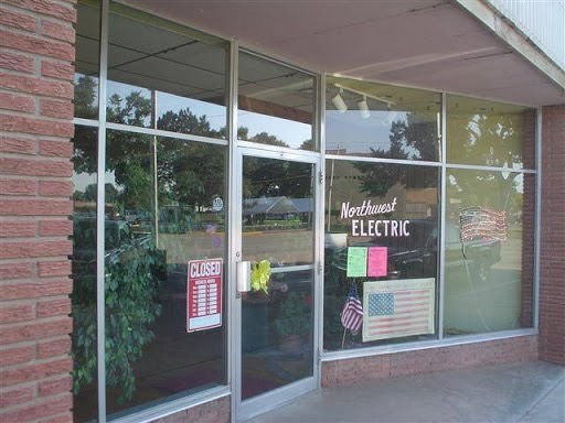 The Northwest Electric storefront on Flynn Street in Alva, Oklahoma